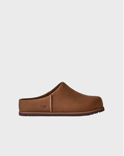 Ugg Suede Slip-on Clogs With Rounded Toe In Brown