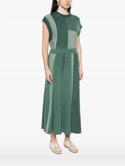 Bompard Patchwork Ribbed Skirt In Green