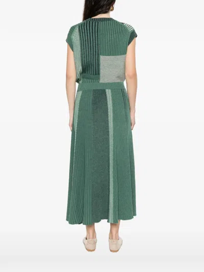 Bompard Patchwork Ribbed Skirt In Green