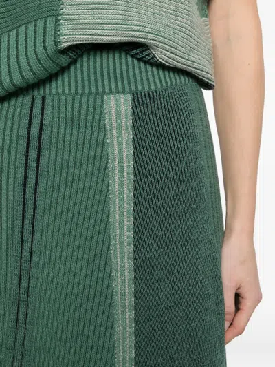 Bompard Patchwork Ribbed Skirt In Green