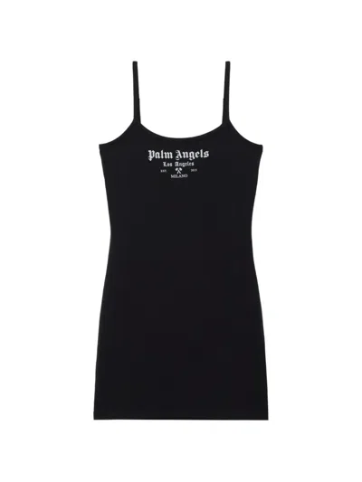 Palm Angels Women Black Logo Scoop Neck Mini Dress, Xs Luxury Dresses For Women Darveys