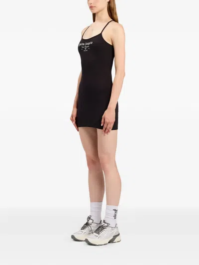 Palm Angels Women Black Logo Scoop Neck Mini Dress, Xs Luxury Dresses For Women Darveys