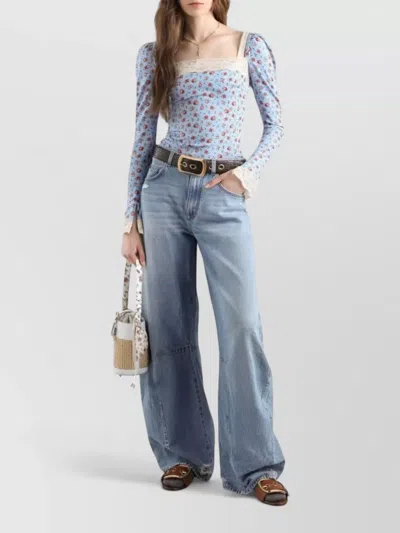 Dolce & Gabbana Cotton Denim Jeans Regular Fit Wide Leg In Blue