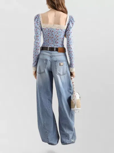 Dolce & Gabbana Cotton Denim Jeans Regular Fit Wide Leg In Blue