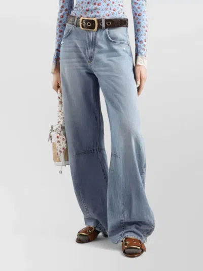 Dolce & Gabbana Cotton Denim Jeans Regular Fit Wide Leg In Blue