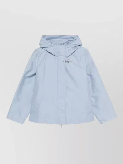Fay Short Parka In Technical Poplin With Hook In Blue