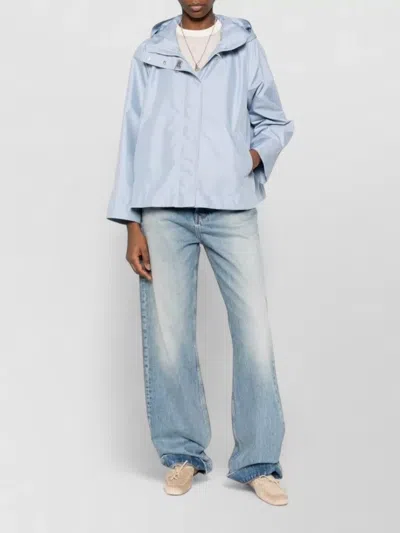 Fay Short Parka In Technical Poplin With Hook In Blue