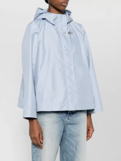 Fay Short Parka In Technical Poplin With Hook In Blue
