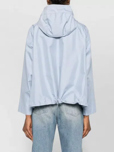 Fay Short Parka In Technical Poplin With Hook In Blue