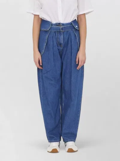 Loewe Womens Light Blue Side-flap Balloon-leg High-rise Jeans