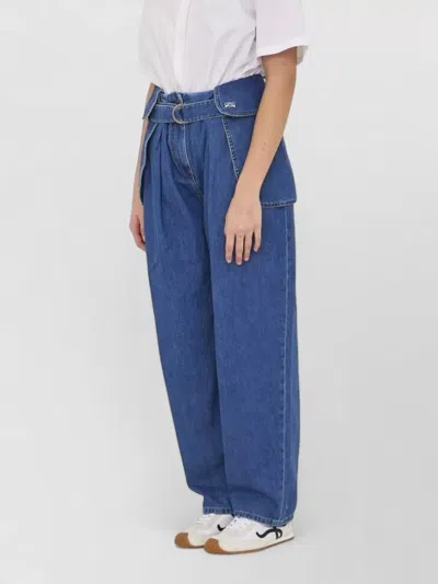 Loewe Womens Light Blue Side-flap Balloon-leg High-rise Jeans
