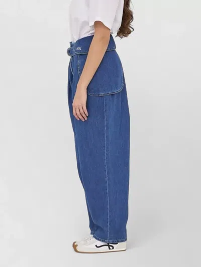 Loewe Womens Light Blue Side-flap Balloon-leg High-rise Jeans