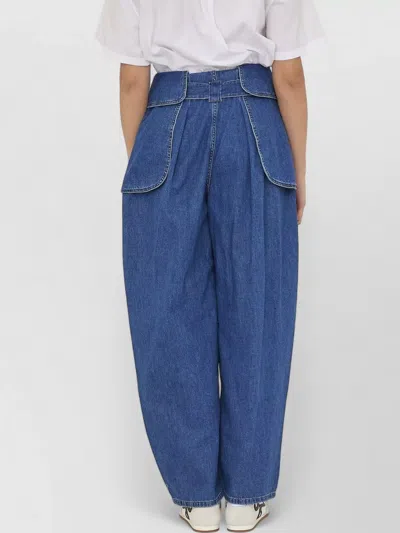 Loewe Womens Light Blue Side-flap Balloon-leg High-rise Jeans
