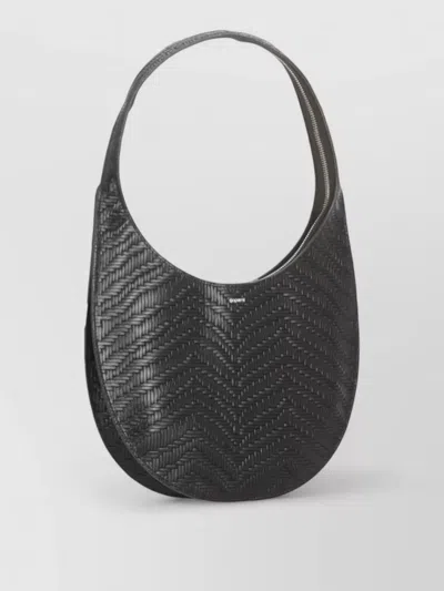 Coperni Chevron Leather Shoulder Bag Top Handle Strap In Black