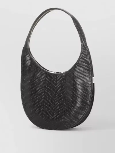 Coperni Chevron Leather Shoulder Bag Top Handle Strap In Black