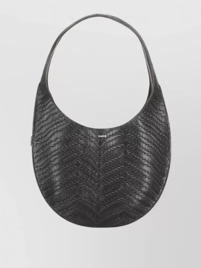 Coperni Chevron Leather Shoulder Bag Top Handle Strap In Black