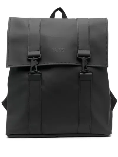 Rains Msn Logo-debossed Waterproof Backpack In Black