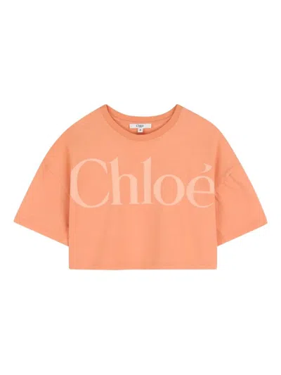 Chloé Cotton Name T-shirt In Orange