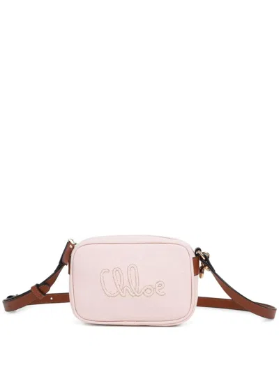 Chloé Kids Logo Canvas Shoulder Bag In Pink