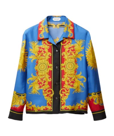 Versace Barocco Print Silk Twill Bowling Shirt In Multi
