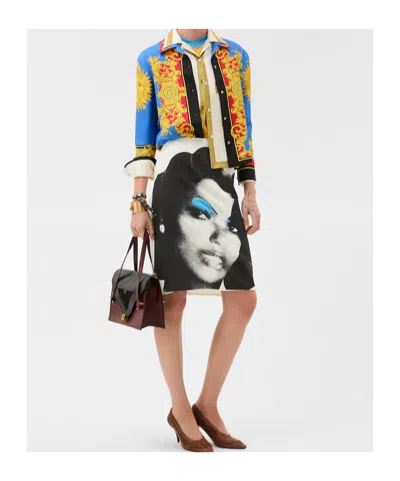 Versace Barocco Print Silk Twill Bowling Shirt In Multi