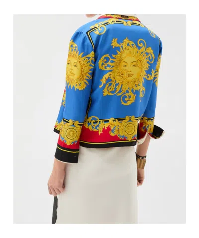 Versace Barocco Print Silk Twill Bowling Shirt In Multi