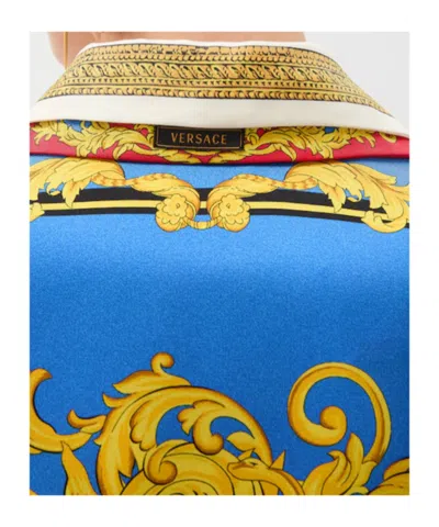 Versace Barocco Print Silk Twill Bowling Shirt In Multi