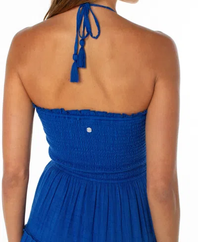 Roxy Ellie Smocked Midi Sundress In Blue