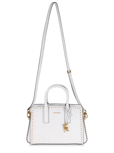 Michael Kors Laila Small Studded Leather Satchel In White