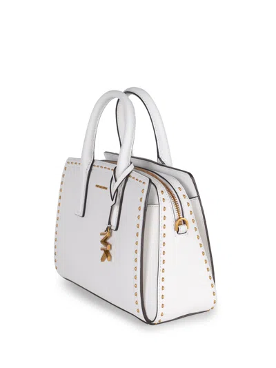 Michael Kors Laila Small Studded Leather Satchel In White
