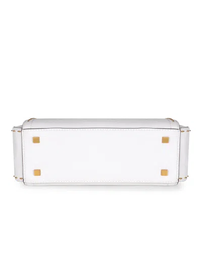 Michael Kors Laila Small Studded Leather Satchel In White