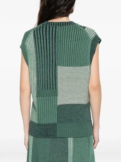 Bompard Patchwork Sleeveless Vest In Green