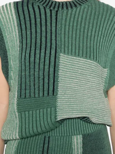 Bompard Patchwork Sleeveless Vest In Green