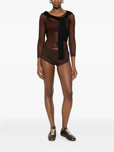 Entire Studios Pixie Buttoned Mini Shorts In Brown