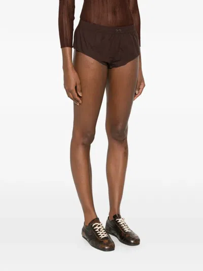 Entire Studios Pixie Buttoned Mini Shorts In Brown