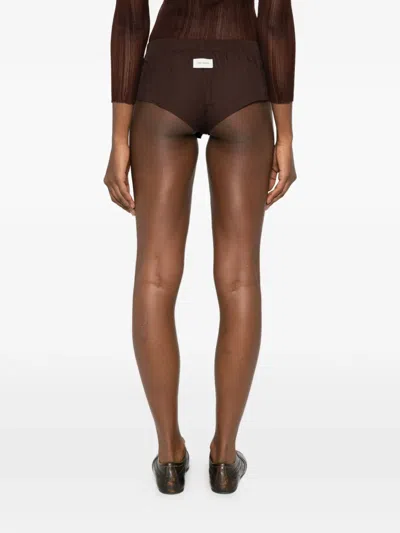 Entire Studios Pixie Buttoned Mini Shorts In Brown