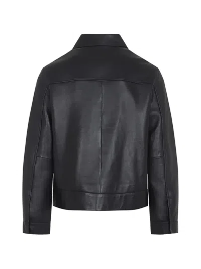 Yves Salomon Black Solid Jacket In Black