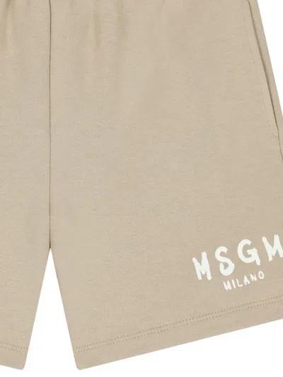 Msgm Drawstring Pocket Shorts In Neutral