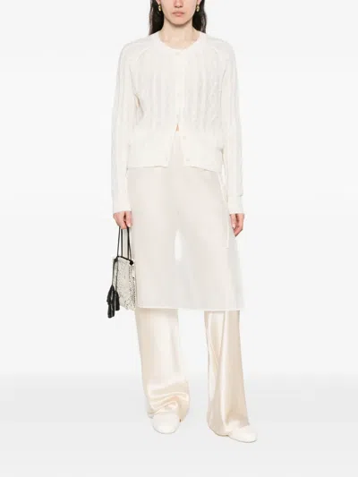 Bompard Cable-knit Button Cardigan In White