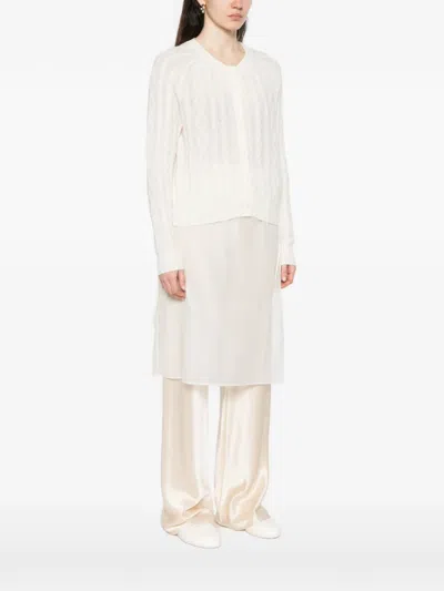Bompard Cable-knit Button Cardigan In White