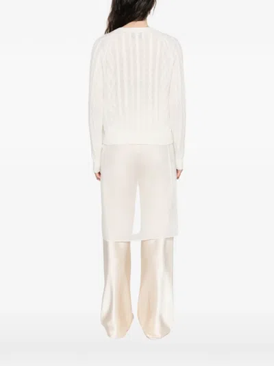 Bompard Cable-knit Button Cardigan In White