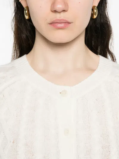Bompard Cable-knit Button Cardigan In White