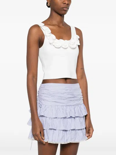 Sandro Floral-appliqué Top In White