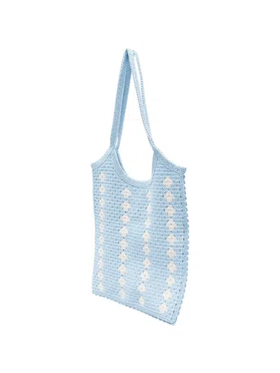 Sandro Crocheted Shoulder Bag In Blue