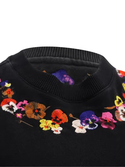 Pre-owned Givenchy Flower-embroidered Cotton Sweatshirt In Black
