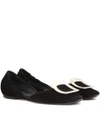 Roger Vivier Ballerine Chips Suede D'orsay Flat In Black