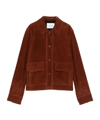 Yves Salomon Long-sleeved Leather Jacket In Brown