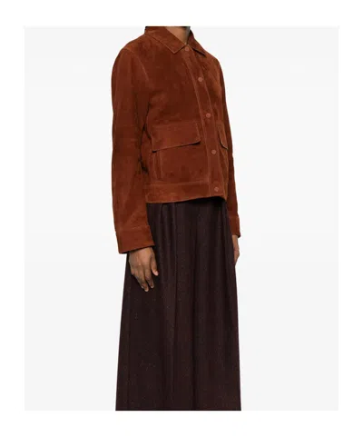 Yves Salomon Long-sleeved Leather Jacket In Brown