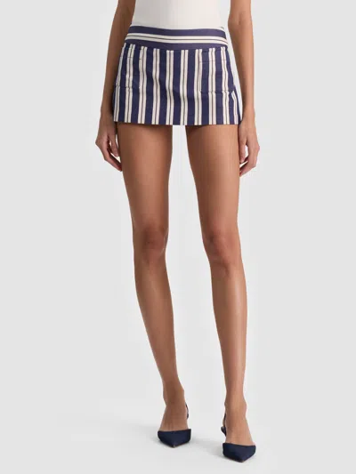 Alice And Olivia Ace Mini Skort Metro Stripe Twilight Blue In Brown