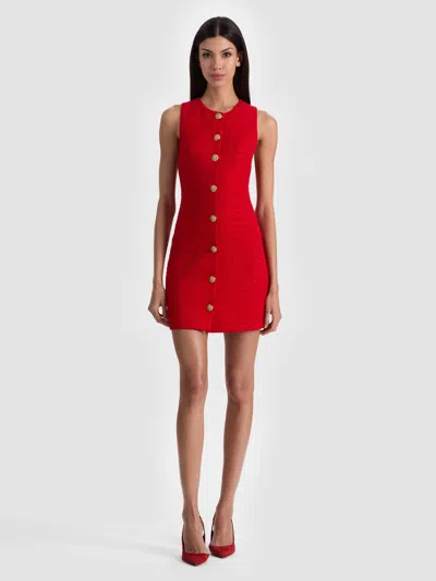 Alice And Olivia Cade Button Front Sleeveless Dress In Red